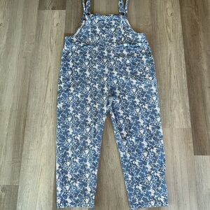 Oversized Floral Blue Overalls/Dungarees